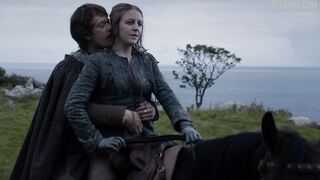 Touching Gemma Whelan's breasts, scene in Game of Thrones