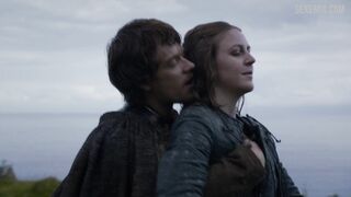 Touching Gemma Whelan's breasts, scene in Game of Thrones