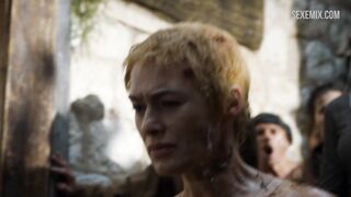 Lena Headey kalabalığın arasında çıplak yürüyor, Game of Thrones sahnesi