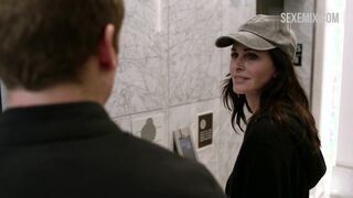 Courteney Cox shows off her black bra, scene in Shameless