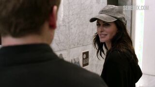 Courteney Cox shows off her black bra, scene in Shameless