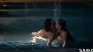 Erotic scene by the pool with Georgina Amoros in lingerie, in Elite