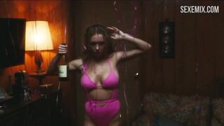 Gorgeous Sydney Sweeney in a pink bikini, scene in Euphoria