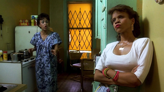 Rosie Perez in the clip is seen wearing sexy tight blue dress - Do the Right Thing (1989)